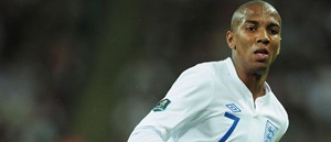 Ashley Young in action against Montenegro.